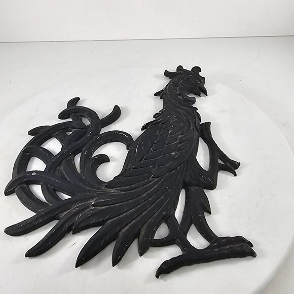 Vintage Black Cast Metal Rooster Wall Decor Rustic Farmhouse Style 8.4" X 7" - Picture 4 of 8
